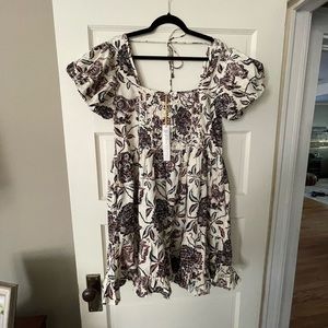NWT House of Harlow 1960 Ozzie ivory print dress